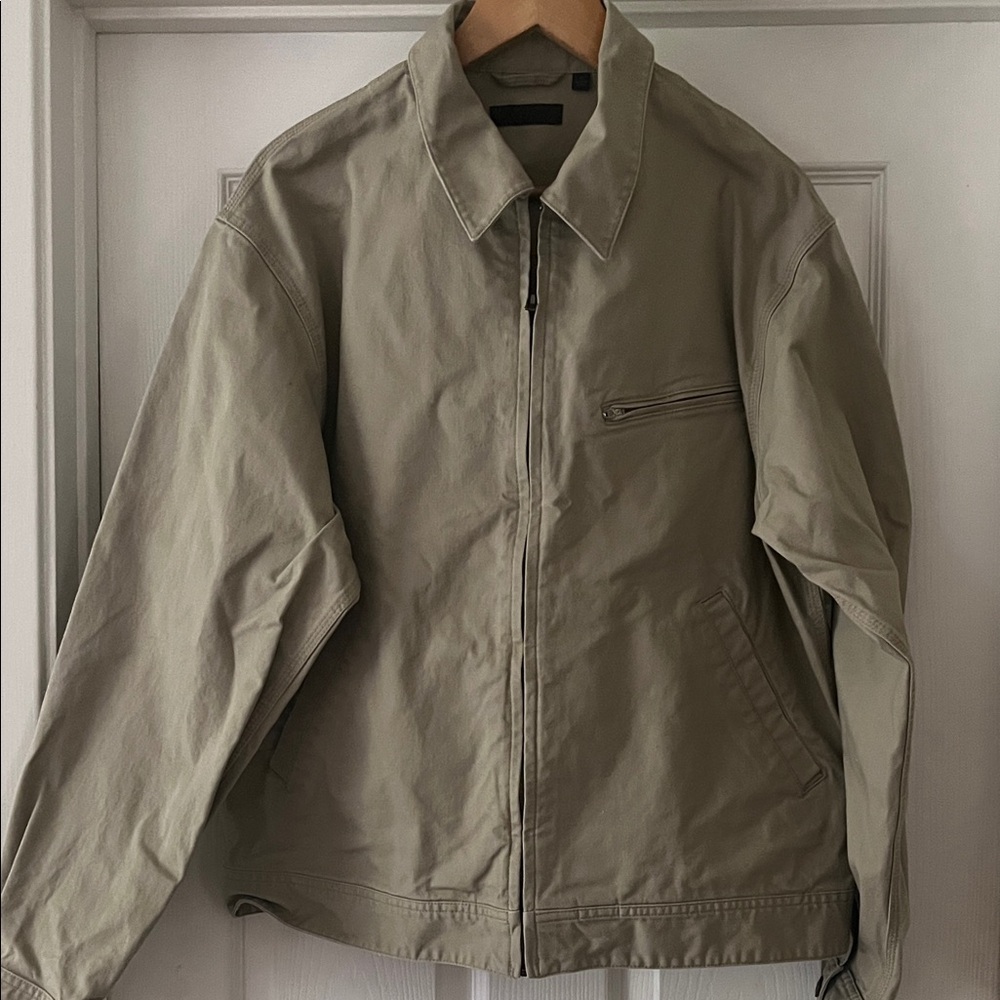 Uniqlo Men's Tan zipper classic Jacket slit pocket EUC